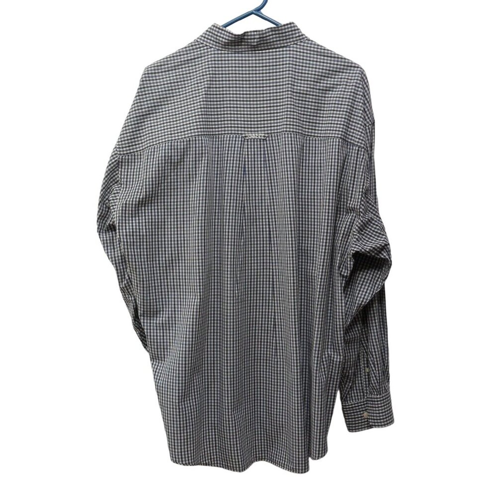 Gant Men's XL Ivy Poplin Blue & White Checkered Long Sleeve‎ Shirt